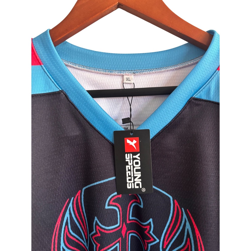 Young Speeds Rey Mysterio Headbangers Brawl Hockey Jersey Black Blue Pink‎ XL - Picture 2 of 6